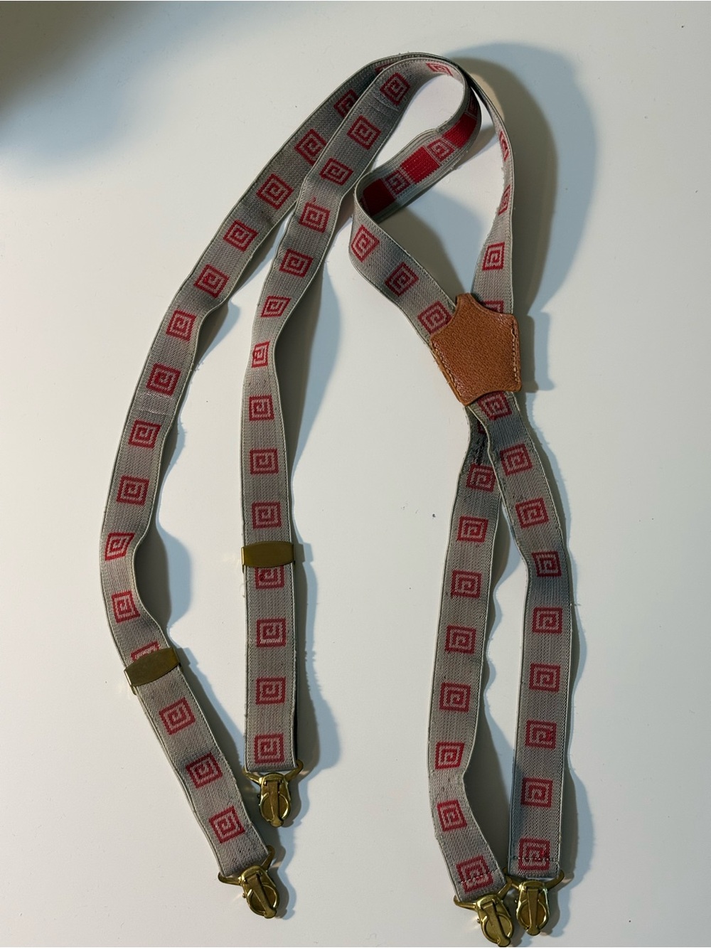 Vintage elastic and leather suspenders